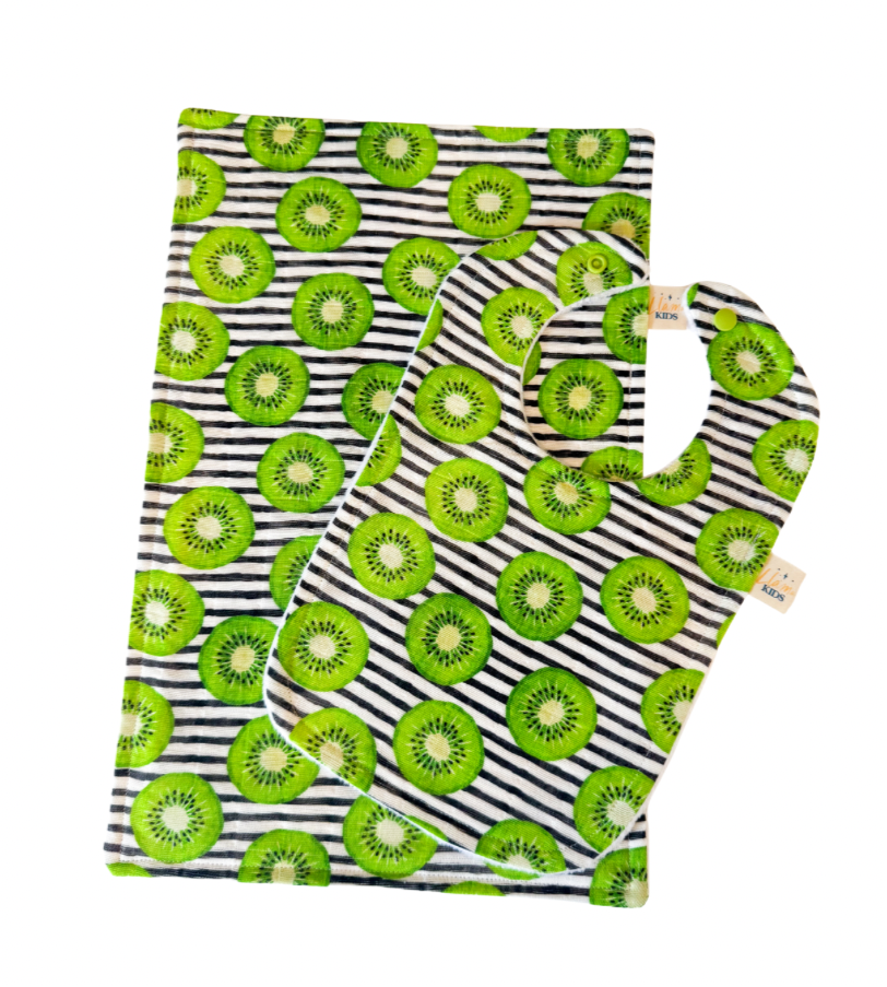 Kiwi Bib & Burp Cloth Set