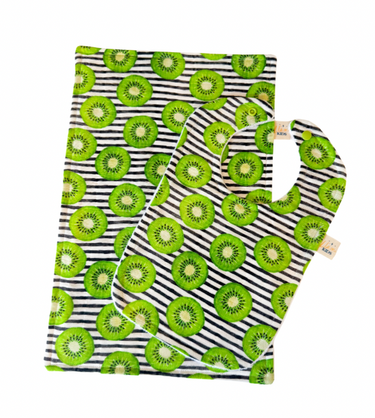 Kiwi Bib & Burp Cloth Set