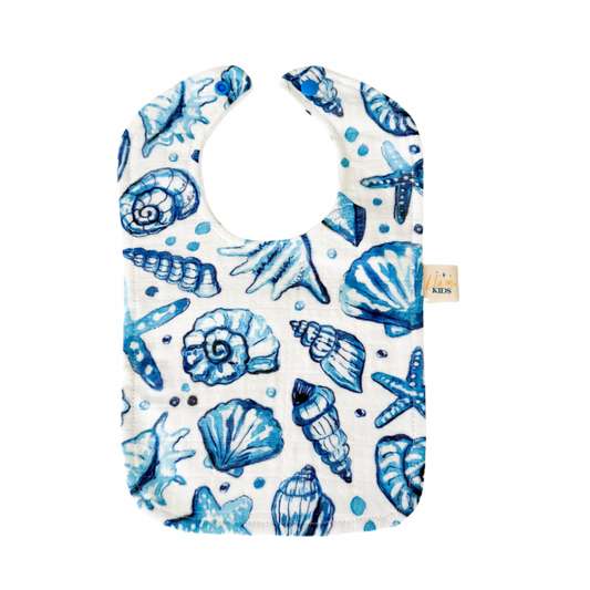 Ocean Blue Seashells Bib